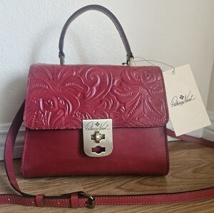 Patricia Nash Chauny Rosewood Tooled Genuine Leather Crossbody Satchel Bag - NWT